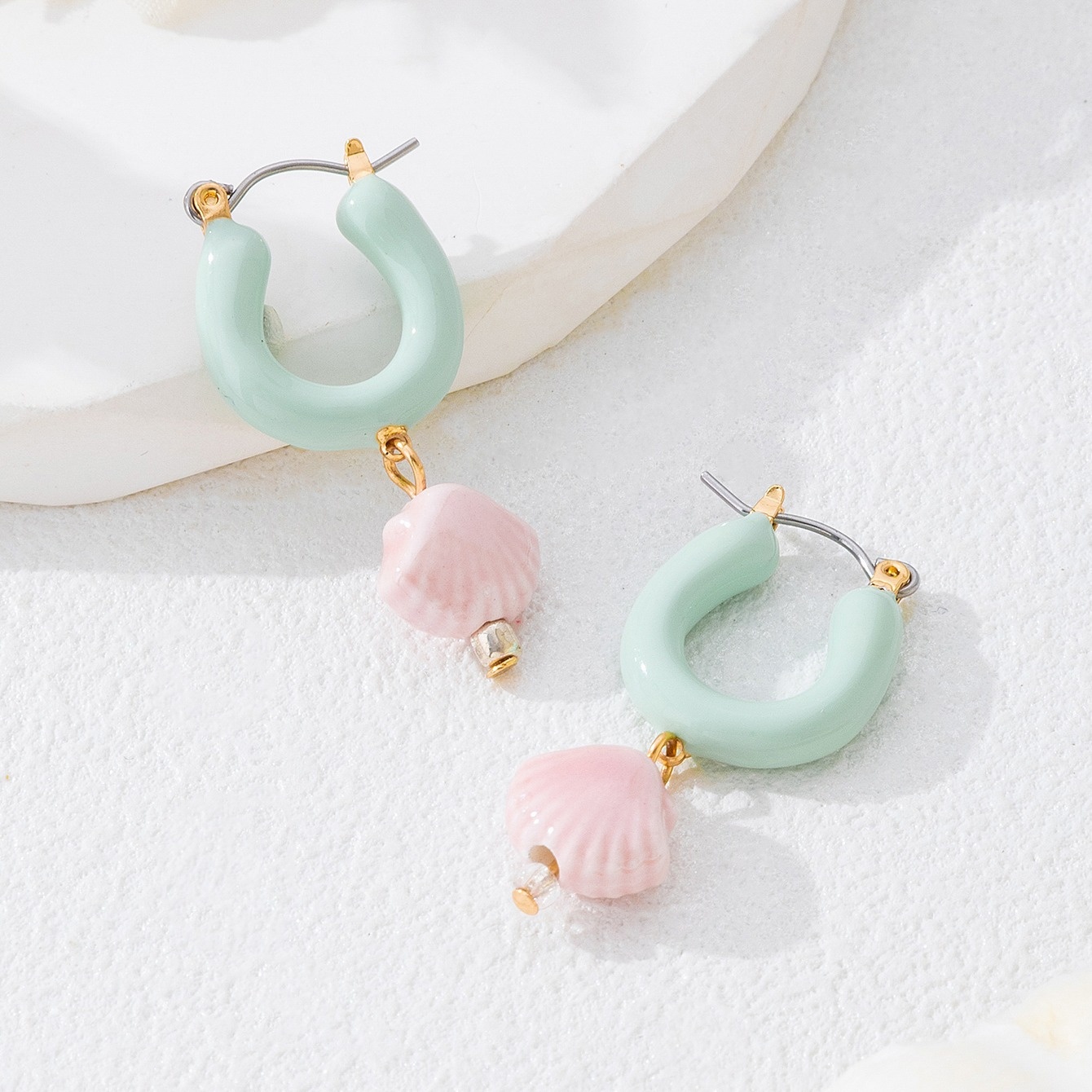 Women's Stylish Minimalist Earrings in Geometric Shape and Ceramic